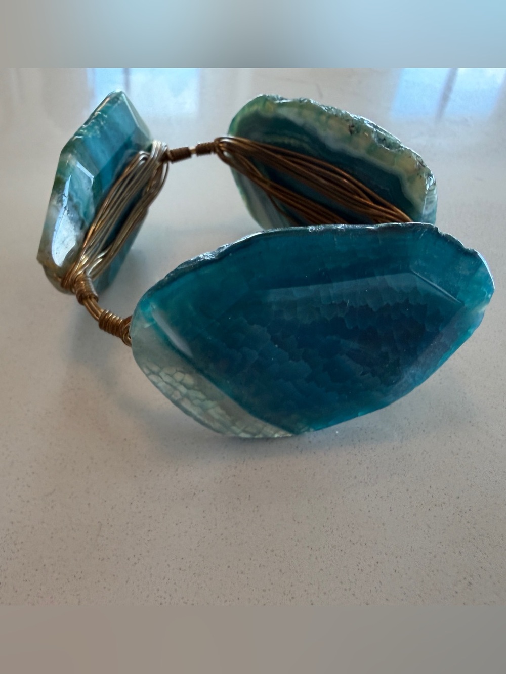 Bourbon and Bowties Teal Agate Hair Cuff
